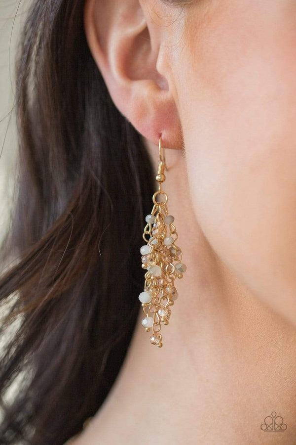 Jazzi Jewelz Boutique by Raven-Gold Paparazzi Earrings with Metallic and Crystal-like beading