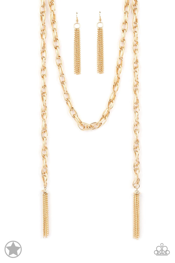 Jazzi Jewelz Boutique-Scarfed for Attention-Gold Necklace and Earring Set