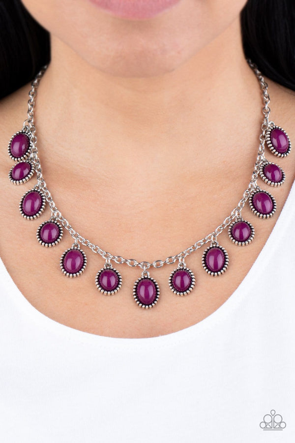 Jazzi Jewlz Boutique-Make Some Roam-Purple Stone Silver Chain Necklace and Earring Set
