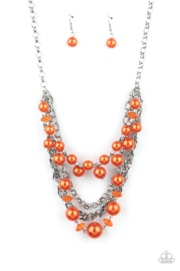 Jazzi Jewelz Boutique-Rockin Rockette-Orange Pearl Necklace and Earring Set