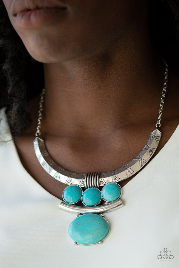 Jazzi Jewelz Boutique-Commander In Chiefette-Turquoise Stone Silver Chain Necklace and Earring Set