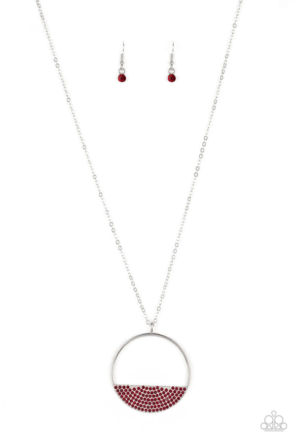 Jazzi Jewelz Boutique-Bet Your Bottom Dollar-Red Rhinestone Silver Chain Necklace and Earring Set