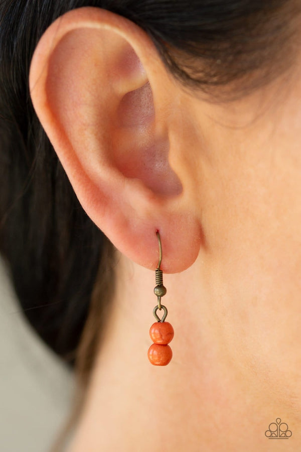 Jazzi Jewelz Boutique-Terra Trails-Orange Stone Brass Chain Necklace and Earring Set
