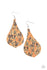 ﻿Cork Coast-Colorful Paparazzi Earrings-Jazzi Jewelz Boutique by Raven  Featuring a colorful leafy pattern, a teardrop cork frame swings from the ear for a trendy vibe. Earring attaches to a standard fishhook fitting.  Sold as one pair of earrings.  All Paparazzi Accessories are lead free and nickel free. Jazzi Jewelz Boutique by Raven