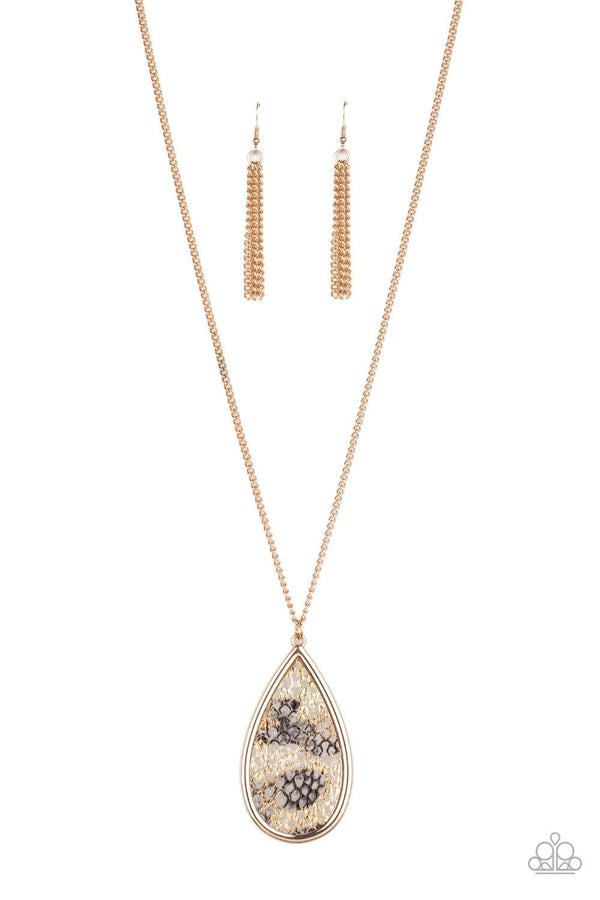 Jazzi Jewelz Boutique-Artificial Animal-Leather Animal Print Gold Chain Necklace and Earring Set