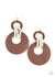 Beach Day Drama-Brown Earrings-Jazzi Jewelz Boutique by Raven  White wooden beaded links connect together a brown wooden ring and an oversized brown wooden crescent-like hoop, creating a uniquely earthy lure. Earring attaches to a standard fishhook fitting.  Sold as one pair of earrings.  All Paparazzi Accessories are lead free and nickel free. Jazzi Jewelz Boutique by Raven