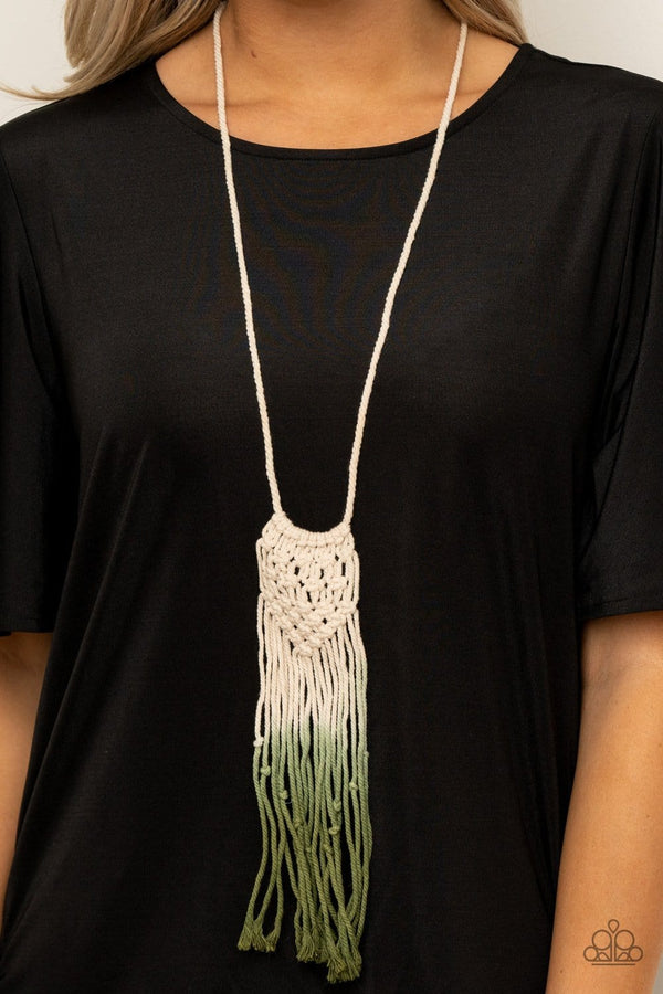 Jazzi Jewelz Boutique-Surfin The Net-Green Macrame Necklace and Earring Set