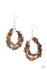 Canyon Rock Art-Brown Paparazzi Earrings-Jazzi Jewelz Boutique by Raven  An earthy collection of raw tiger's eye stones and dainty silver beads are threaded along two dainty silver wires, layering into an earthy teardrop. Earring attaches to a standard fishhook fitting.  Sold as one pair of earrings.  All Paparazzi Accessories are 100% lead free and nickel free.