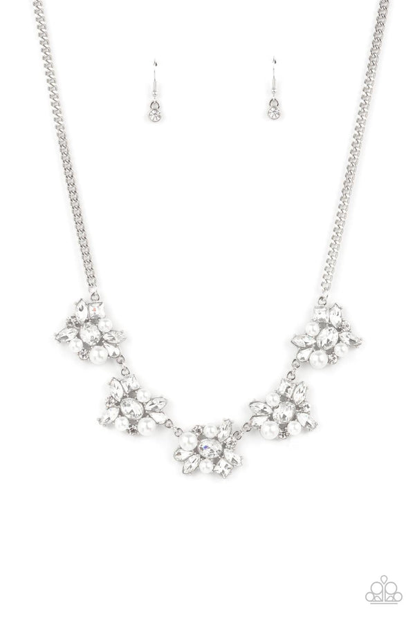 Jazzi Jewelz Boutique-HEIRESS of Them All-White Pearl and Rhinestone Necklace and Earring Set