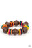 Bermuda Boardwalk-Wood Paparazzi Bracelet-Jazzi Jewelz Boutique by Raven  Multicolored wooden discs and chunky brown wooden beads are threaded along a stretchy band around the wrist, creating a summery look.  Sold as one individual bracelet.  All Paparazzi Accessories are 100% lead free and nickel free.