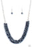 May The FIERCE Be With You-Blue Paparazzi Necklace-Jazzi Jewelz Boutique by Raven  A sturdy silver chain connects double strands of Inkwell beads. The reflective multi-faceted beads connect below the collar for a fiercely stunning style. Features an adjustable clasp closure.  Sold as one individual necklace. Includes one pair of matching earrings.  All Paparazzi Accessories are 100% lead free and nickel free.