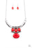 Jazzii Jewelz Boutique-Commander In Chiefette-Red Pendant Silver Necklace and Earring Set