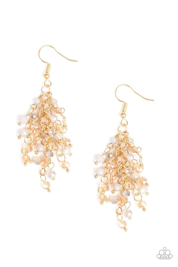 Jazzi Jewelz Boutique by Raven-Gold Paparazzi Earrings with metallic and crystal-like beading