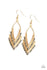 Tour de Force-Gold Paparazzi Earrings-Jazzi Jewelz Boutique by Raven Alternating rows of hematite rhinestone encrusted frames and glistening gold frames layer into a bold angular lure for an edgy look. Earring attaches to a standard fishhook fitting. Sold as one pair of earrings.  All Paparazzi Jewelry is 100% lead free and nickel free. 