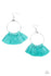 ﻿Peruvian Princess-Blue Tassel Paparazzi Earrings-Jazzi Jewelz Boutique by Raven  Tassel earrings with a collection of blue threaded tassels are knotted around the bottom of a shimmery silver hoop, creating a flirtatious fringe. Earring attaches to a standard fishhook fitting. Sold as one pair of earrings.  Paparazzi Jewelry is always lead free and nickel free. 
