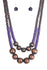 Jazzi Jewelz Boutique by Raven-Cancun Cast Away-Purple and Brown Wooden Bead Necklace and Earring Set