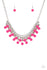 Jazzi Jewelz Boutique-Friday Night Fringe-Pink Bead Silver Chain Necklace and Earring Set