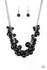Jazzi Jewelz Boutique-Glam Queen-Black Beaded Silver Chain Necklace and Earring Set