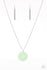 Midsummer Musical-Green Paparazzi Necklace-Jazzi Jewelz Boutique by Raven   Necklace  brushed in a refreshing green finish, a filigree filled pendant swings from the bottom of a lengthened silver chain for a seasonal look. Features an adjustable clasp closure.  Sold as one individual necklace. Includes one pair of matching earrings.  All Paparazzi Accessories are 100% lead free and nickel free.