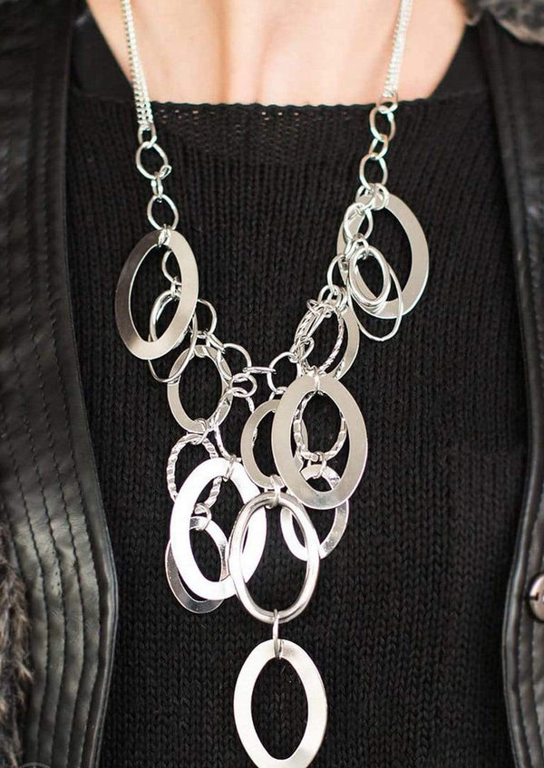 Jazzi Jewelz Boutique-A Silver Spell-Blockbuster Silver Ring and Chain Necklace & Earring Set