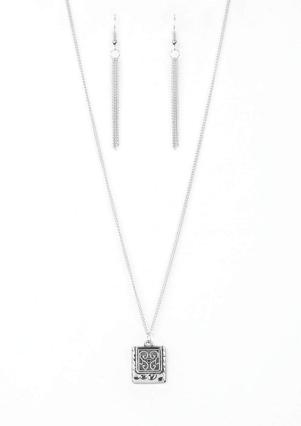 Jazzi Jewelz Boutique-Back To Square One-Silver Filigree Pendant Necklace and Earring Set