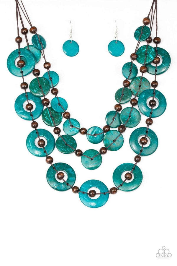 Jazzi Jewelz Boutique-Catalina Coastin-Blue Wooden Necklace and Earring Set