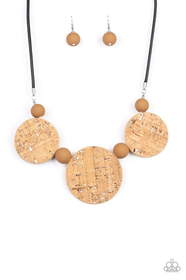 Jazzi Jewelz Boutique-Pop The Cork-Cork Frame Necklace and Earring Set