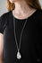 Jazzi Jewelz Boutique-Spellbinding Sparkle-Blockbuster-White Teardrop Pendant Silver Necklace and Earring Set