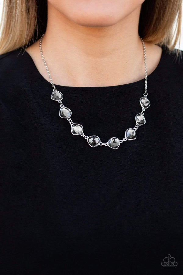 Jazzi Jewelz Boutique-The Imperfectionist-Smoky Rhinestone Silver Chain Necklace and Earring Set