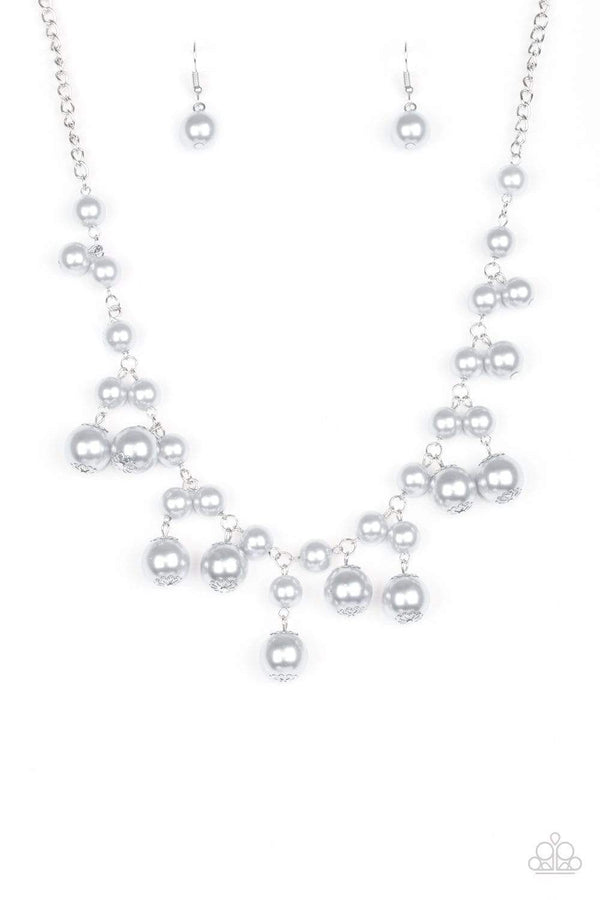 Jazzi Jewelz Boutique-Soon To Be Mrs.-Silver Pearl Fringe Necklace and Earring Set