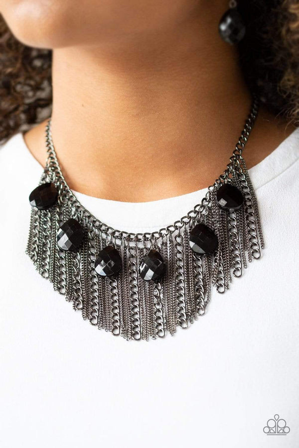 Jazzi Jewelz Boutique-Vixen Conviction-Gunmetal Chain Necklace and Earring Set
